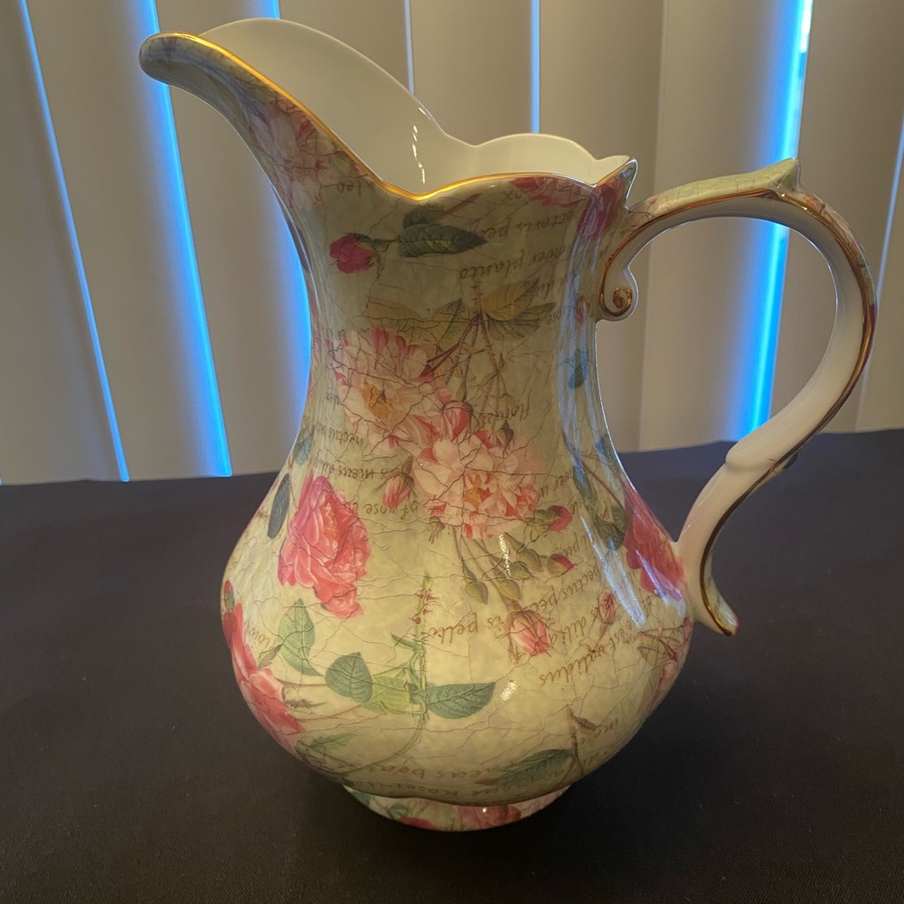 Floral Pink Decorative Ceramic Pitcher